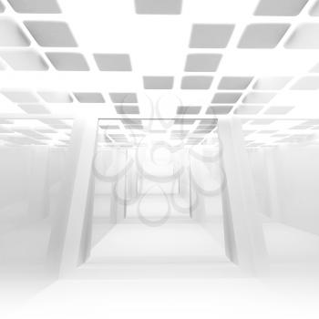 White abstract empty corridor interior perspective. 3d illustration