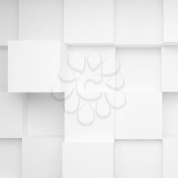 White abstract empty interior with cubes pattern on wall. 3d illustration