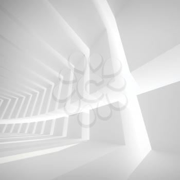 White abstract empty futuristic corridor interior with light portals. 3d illustration