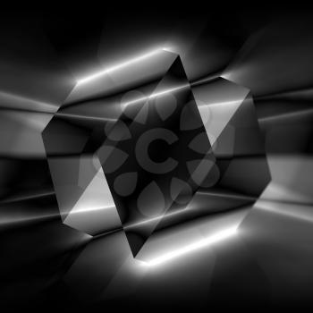 Abstract polygonal square digital background, black crystal structure, 3d illustration
