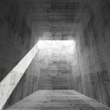 Abstract empty concrete room interior with light beam 