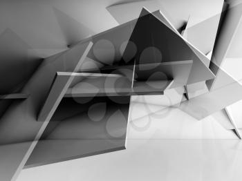 Abstract cg background. Chaotically polygonal structure installation. 3d illustration, computer graphic
