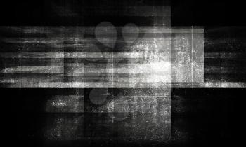 Abstract grungy concrete background with dark chaotic structures pattern. Black and white 3d render illustration