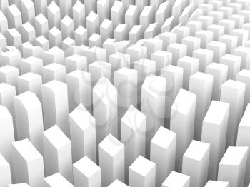 Abstract digital background with white arranged columns, surface diagram, 3d illustration