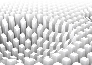 Abstract digital background pattern, white arranged columns, surface diagram, 3d illustration
