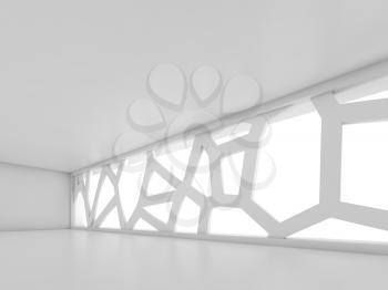 Abstract empty room interior background with futuristic windows. Digital 3d illustration