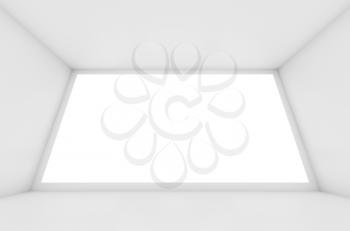 Abstract white interior background with big empty window. Digital 3d illustration