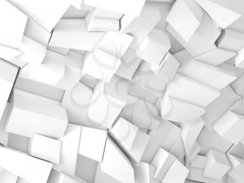 Abstract digital graphic background, white chaotic fragments pattern, 3d illustration