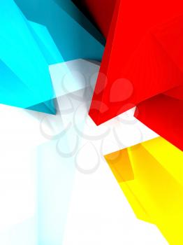 Abstract digital background, bright colorful polygonal pattern over white wall, 3d illustration