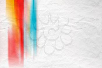 Abstract white background with blurred colorful pattern over crumpled paper texture, 3d illustration