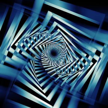 Abstract dark blue spirals pattern, optical illusion, 3d illustration