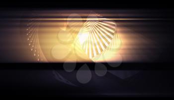 Abstract digital graphic background with glowing intersected helix shapes on black, 3d illustration
