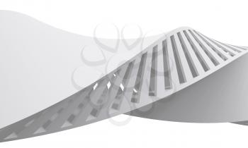 Abstract white curved spiral structure, helix frame isolated on white background, 3d illustration