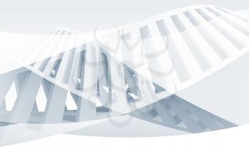 Abstract blue and white spiral structures, helix frames, double exposure blue toned 3d illustration