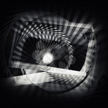 Abstract dark spirals pattern, cg optical illusion, 3d illustration