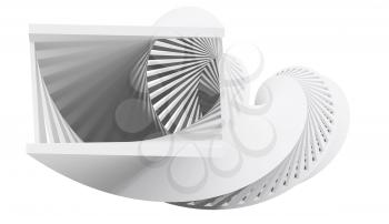 Abstract twisted helix object isolated on white background, 3d render illustration