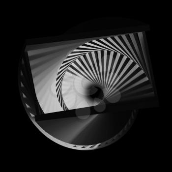 Abstract dark spirals pattern, cg optical illusion, 3d render illustration