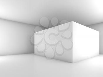 Abstract white empty room interior, modern design. 3d render illustration with soft shadows