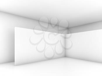 Abstract white empty room interior, minimal design. 3d render illustration with soft shadows