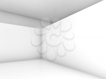Abstract white room interior, contemporary minimal design. 3d render illustration with soft shadows