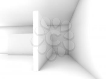 Abstract white empty room interior, contemporary minimal design. 3d illustration 