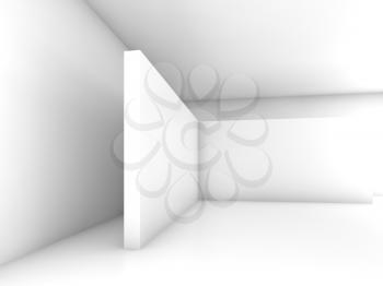 Abstract white empty room interior, contemporary minimal design. 3d render illustration