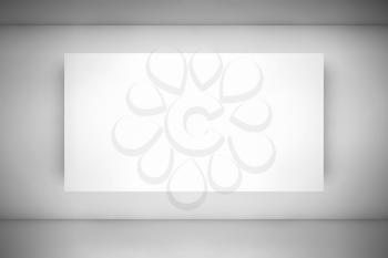 Abstract empty interior, white room, blank poster with soft illumination, contemporary architecture design. 3d illustration, front view, moke up