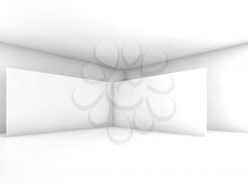 Abstract white empty room interior, contemporary minimal design. 3d illustration with soft shadows