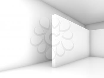 Abstract white empty room interior, contemporary minimal design. 3d render illustration with soft shadows