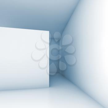 Abstract white empty room interior, contemporary minimal design. Square 3d render illustration with blue shadows