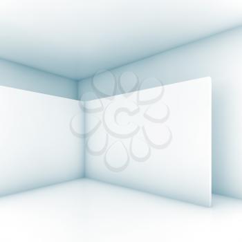 Abstract white empty room interior, minimal design. Square 3d render illustration with soft blue shadows