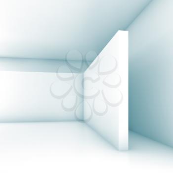 Abstract white empty room interior. Square 3d render illustration with soft blue shadows