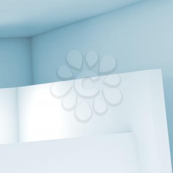 Abstract empty interior, white walls installation with soft illumination, contemporary architecture design. 3d illustration