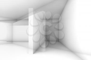 Abstract digital background with white intersected geometric structures, 3d illustration, multi exposure effect
