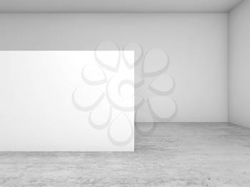 Abstract empty white interior background, blank stand on concrete floor, contemporary architecture design. 3d illustration
