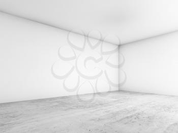 Abstract empty interior background, white walls, concrete floor, contemporary architecture design. 3d illustration