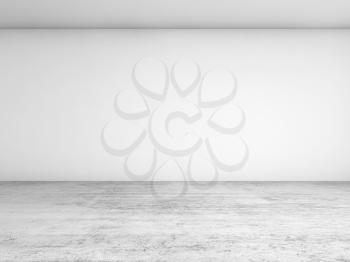 Abstract empty interior background, blank white wall and concrete floor, contemporary architecture design. 3d illustration