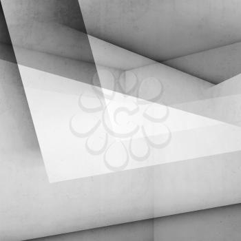 Abstract digital white background with intersected geometric structures, 3d illustration, concrete texture, multi exposure effect