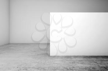 Abstract empty white interior background, blank stand on concrete floor, cg architecture design. 3d illustration
