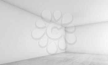 Abstract empty interior background, white walls and concrete floor, cg architecture design. 3d illustration