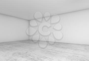 Abstract empty interior background, blank white walls and concrete floor, cg 3d illustration