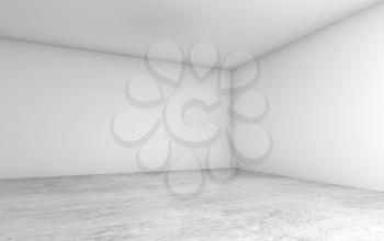 Abstract empty interior cg background, corner of blank white walls and concrete floor, contemporary architecture design. 3d illustration