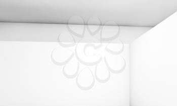 Abstract empty interior, white corner on concrete floor, contemporary architecture design. 3d illustration
