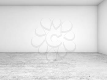 Abstract empty interior background, blank white walls corner and concrete floor, contemporary architecture design. cg 3d illustration