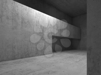 Abstract interior background, doorway in gray concrete walls, 3d render illustration
