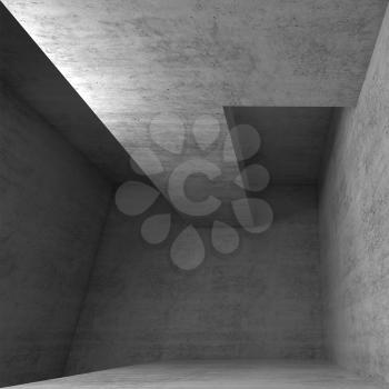 Abstract empty concrete interior ceiling construction, 3d illustration