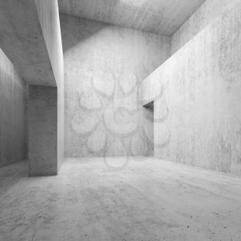 Abstract empty white concrete interior with strong illumination, 3d illustration