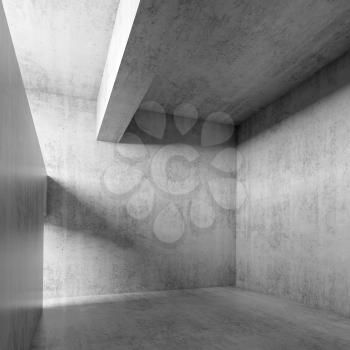 Abstract empty concrete interior with strong illumination, 3d illustration