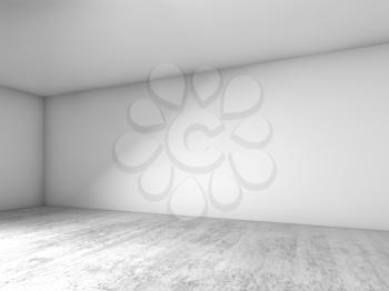 Abstract empty room interior background, corner of white walls and concrete floor, contemporary architecture design. 3d illustration