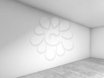 Abstract empty room interior background, corner of white walls and concrete floor, contemporary architecture design. 3d illustration